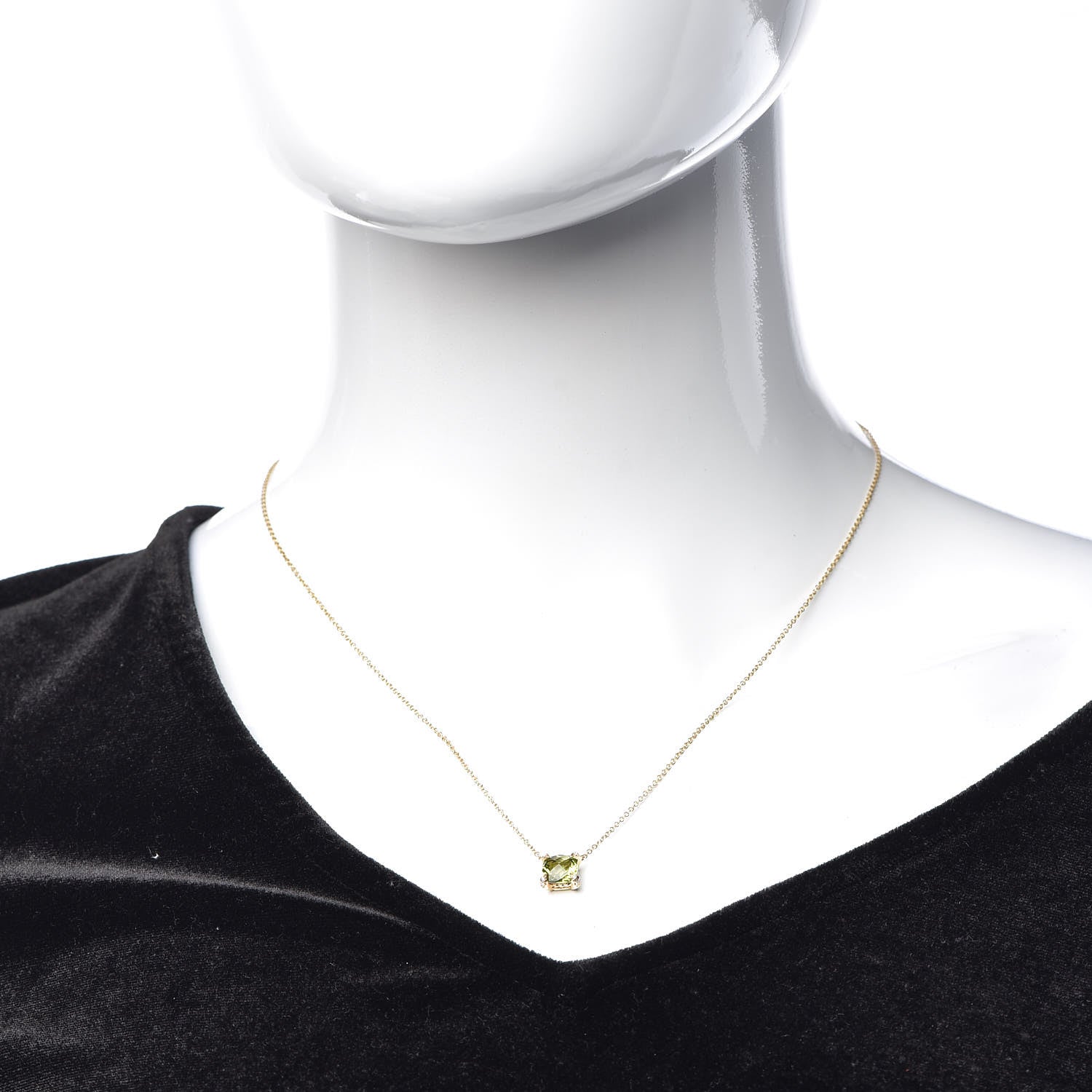 David Yurman 18K Yellow Gold Diamond 7mm Peridot Petite Chatelaine Pendant Necklace 2 of 6