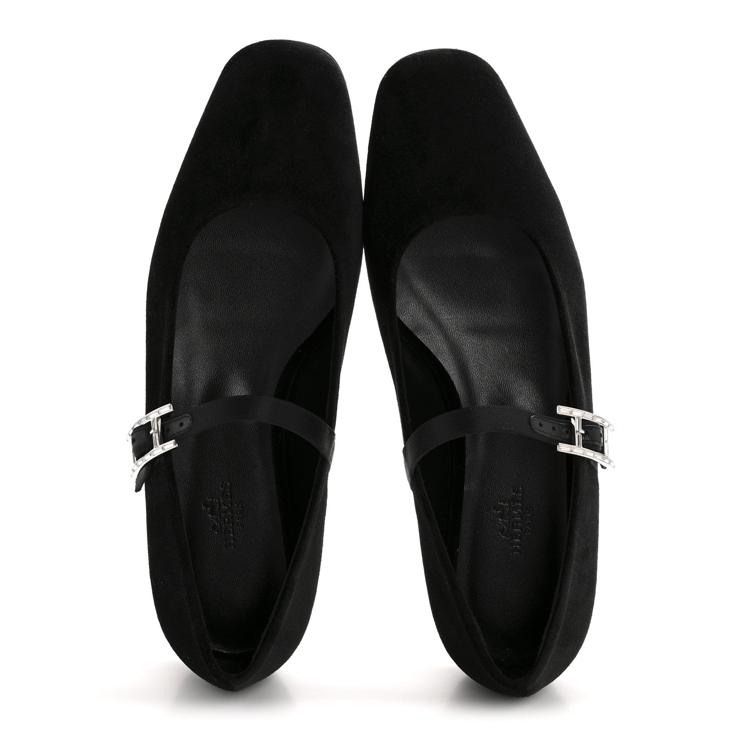Hermes Velvet Jane Ballet Flats 38.5 Black 2 of 9