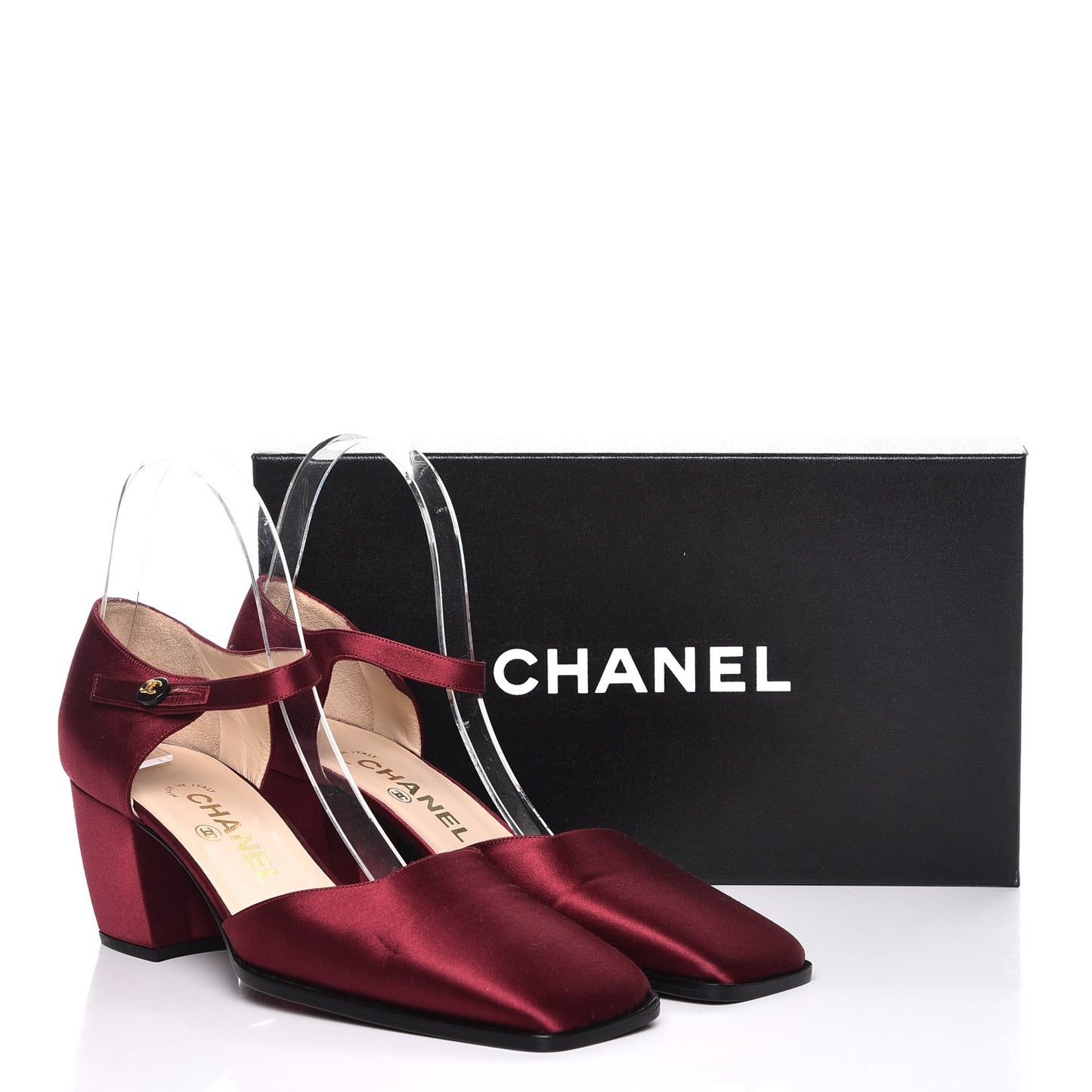 Satin Mary Jane Pumps 38.5 Bordeaux