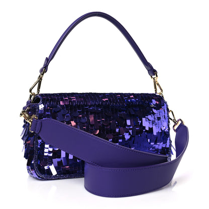 Fendi Sequin Paillettes Vitello Grace Sex and the City Baguette Viola Purple Rain 3 of 10