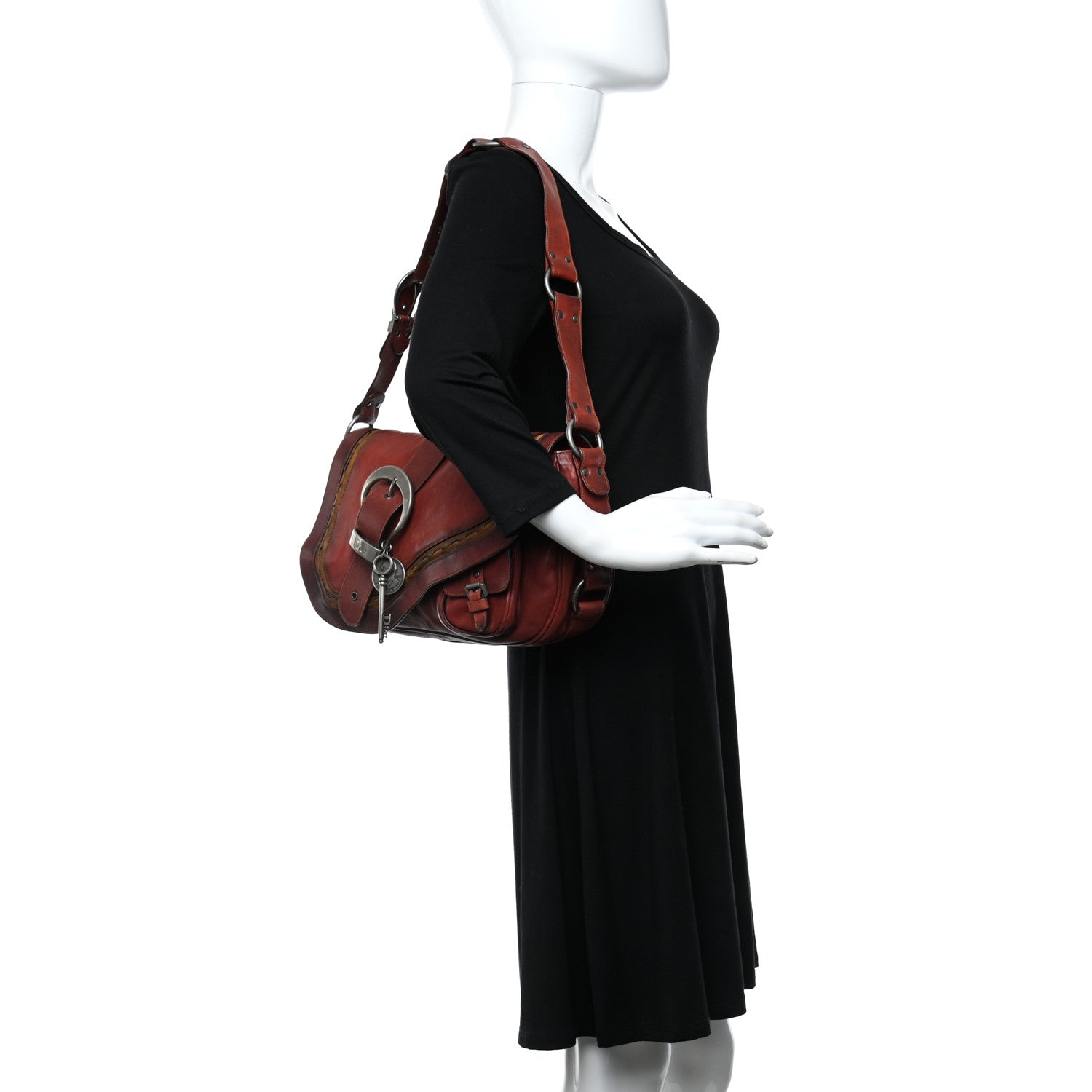 Christian Dior Calfskin Gaucho Double Saddle Red 2 of 23