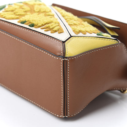 Loewe Calfskin Embroidered Floral Mini Puzzle Bag Tan Yellow 7 of 10