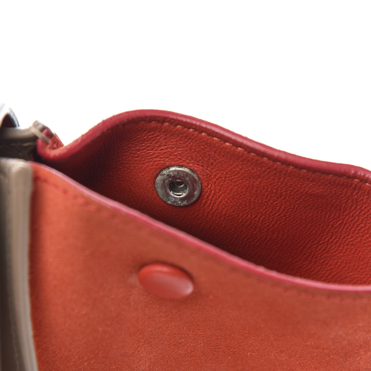 Smooth Calfskin Suede Medium Tri-Color Trapeze Orange