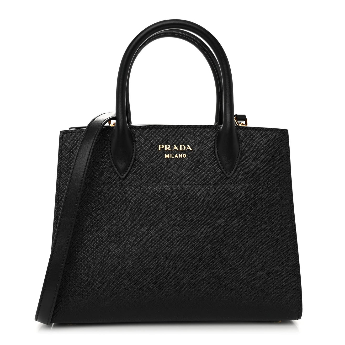 Saffiano City Calfskin Bibliothèque Top Handle Black
