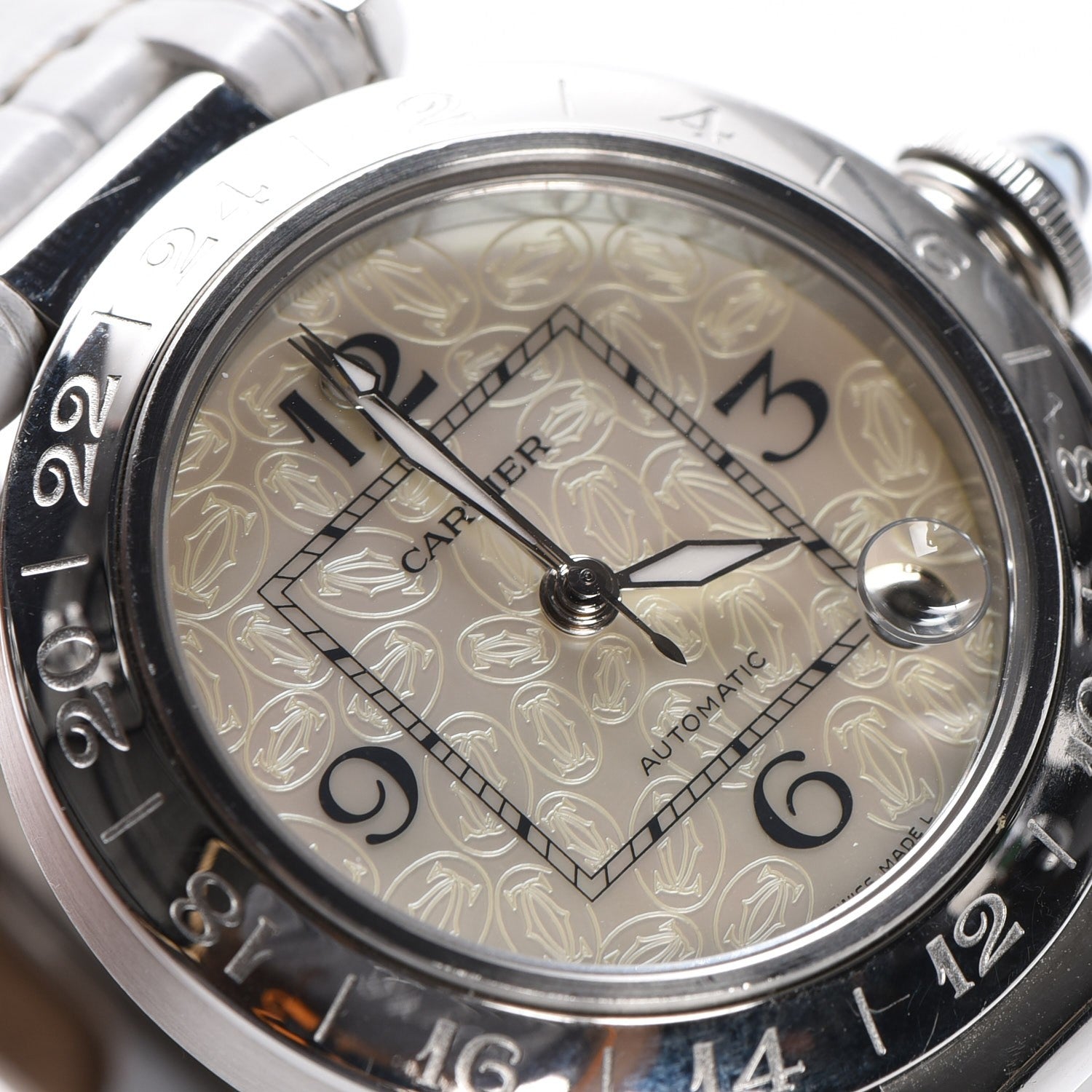 Cartier Stainless Steel Alligator Mother of Pearl 35mm Pasha C Automatic Watch 13 of 13
