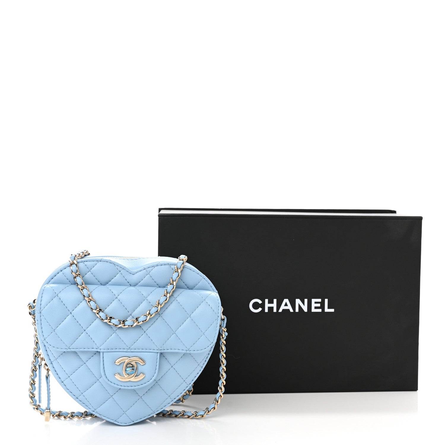 Chanel Lambskin Quilted CC In Love Heart Bag Light Blue 11 of 11