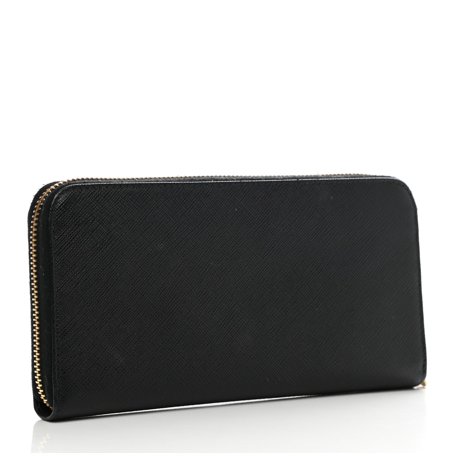 Saffiano Metal Zip Around Wallet Black