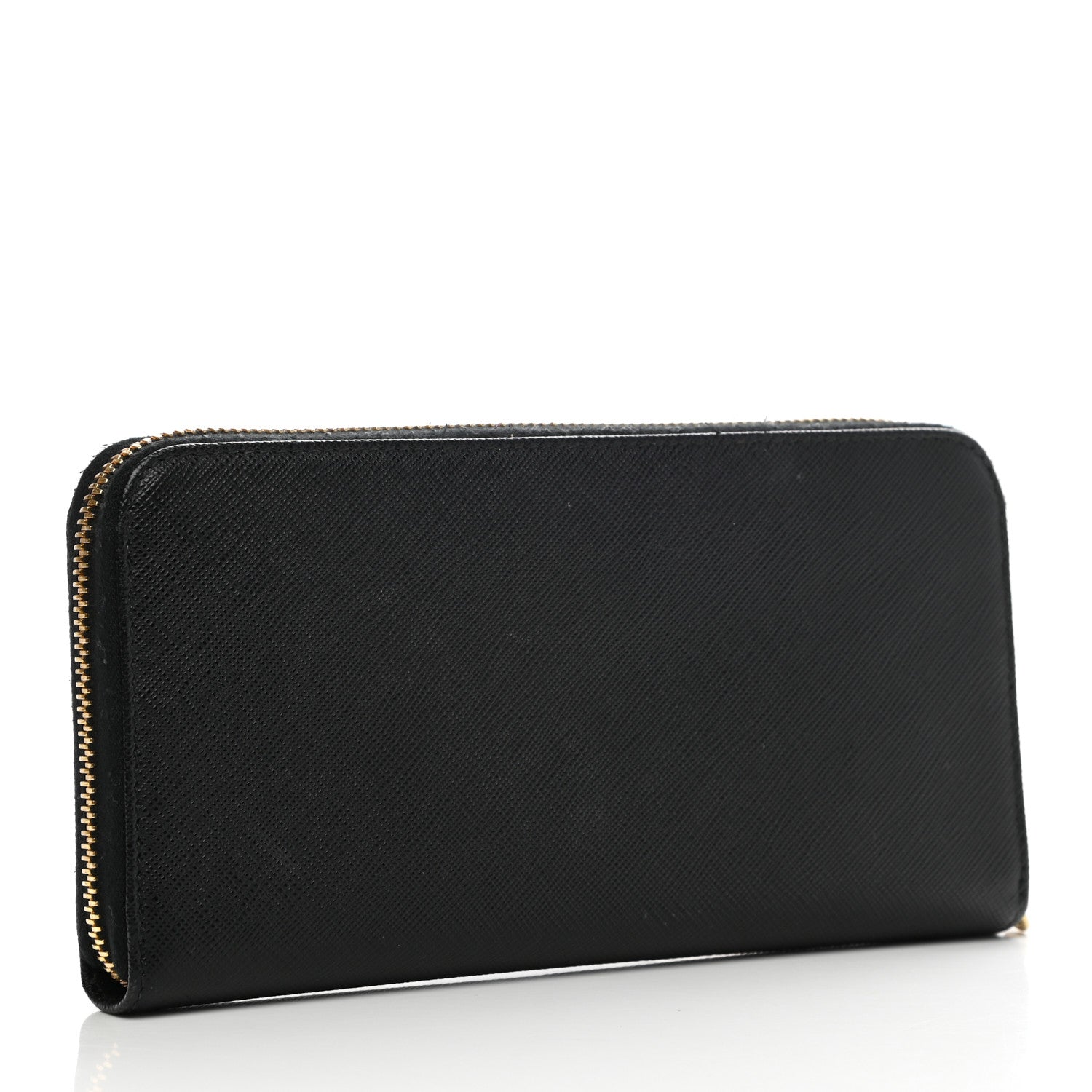Prada Saffiano Metal Zip Around Wallet Black 3 of 13