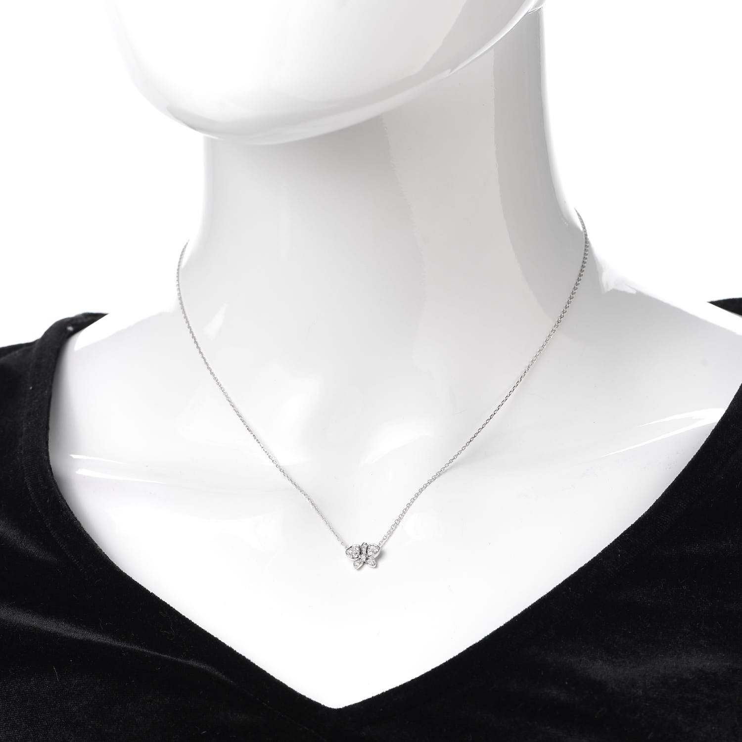 Cartier 18K White Gold Diamond Caresse D'Orchidees Par Necklace 2 of 5