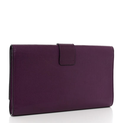 Saint Laurent Textured Calfskin Classic Y Ligne Clutch Purple 3 of 10