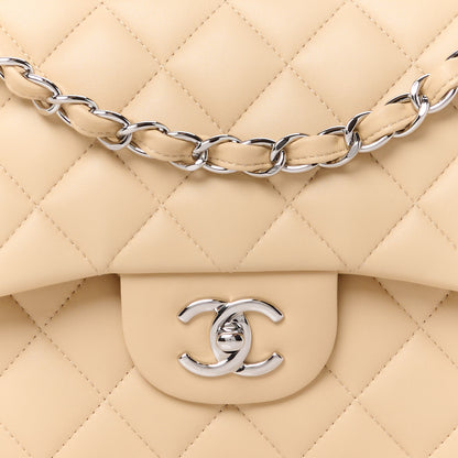 Chanel Lambskin Quilted Jumbo Double Flap Light Beige 9 of 11