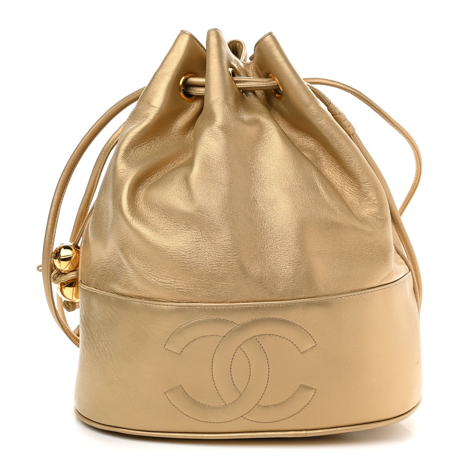 Chanel Metallic Lambskin CC Drawstring Shoulder Bag Gold 3 of 11