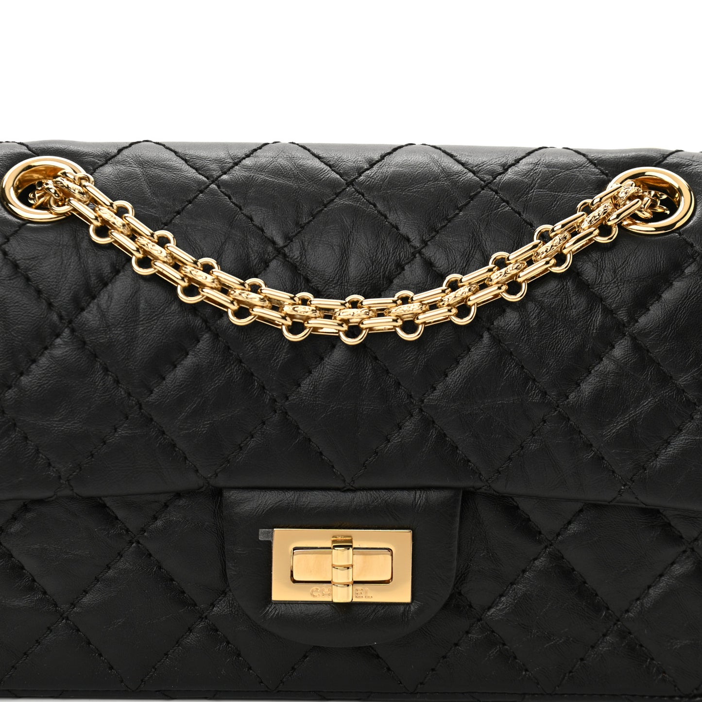 Aged Calfskin Quilted 2.55 Reissue Mini Flap Black