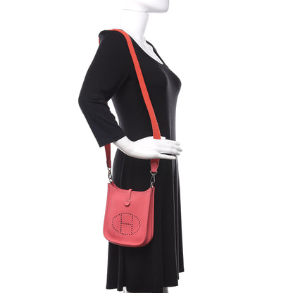 Hermes Taurillon Clemence Amazone Evelyne TPM Rose Azalee Rouge Pivoine 2 of 11