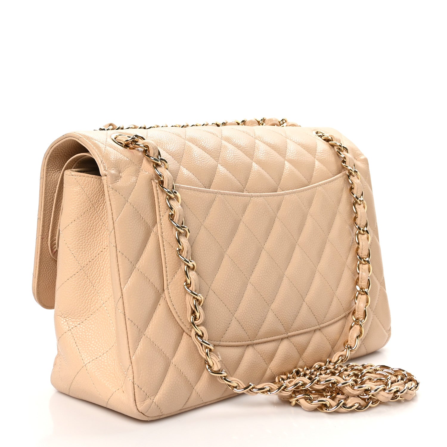 Chanel Caviar Quilted Jumbo Double Flap Light Beige 2 of 10