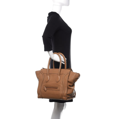 Celine Drummed Calfskin Mini Luggage Camel 2 of 9