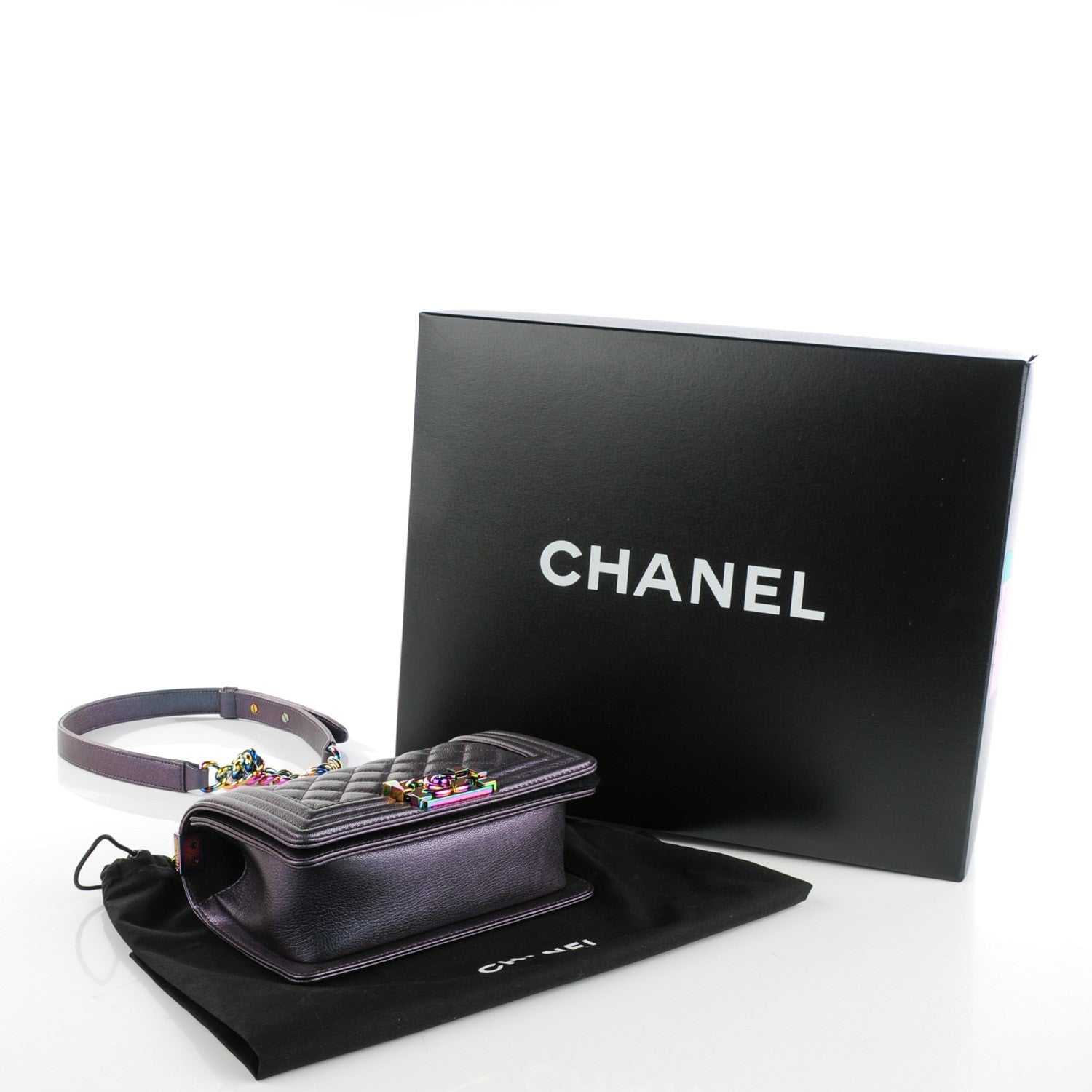 Chanel Iridescent Goatskin Quilted Small Boy Flap Purple 4 of 8