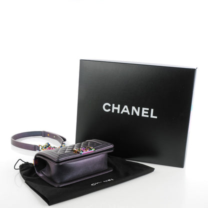 Chanel Iridescent Goatskin Quilted Small Boy Flap Purple 4 of 8