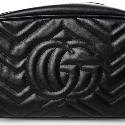Gucci Calfskin Matelasse Small GG Marmont Chain Shoulder Bag Black 12 of 13