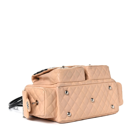 Chanel Calfskin Quilted Large Cambon Multipocket Reporter Beige Black 4 of 17
