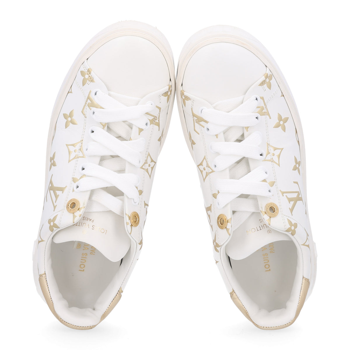 Calfskin Monogram Debossed Time Out Sneakers 37 Gold