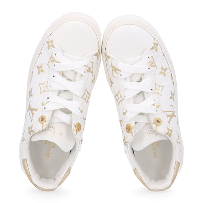 Louis Vuitton Calfskin Monogram Debossed Time Out Sneakers 37 Gold 2 of 10