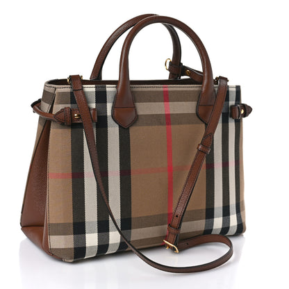 Burberry House Check Grainy Calfskin Medium Banner Tote Brown 2 of 7