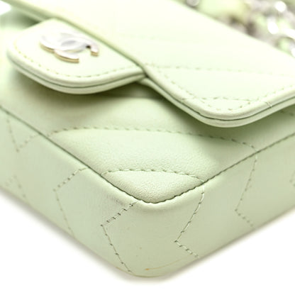 Chanel Sheepskin Chevron Quilted Mini Chain Belt Bag Light Green 10 of 10