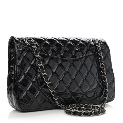 Chanel Distressed Patent Quilted Medium Double Flap Black 3 of 10