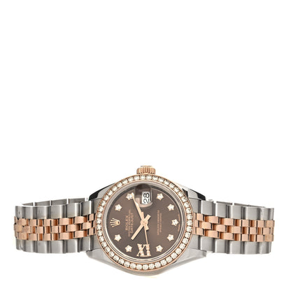 Rolex Stainless Steel 18K Everose Gold Diamond 28mm Oyster Perpetual Datejust Watch Chocolate 279381RBR 2 of 5