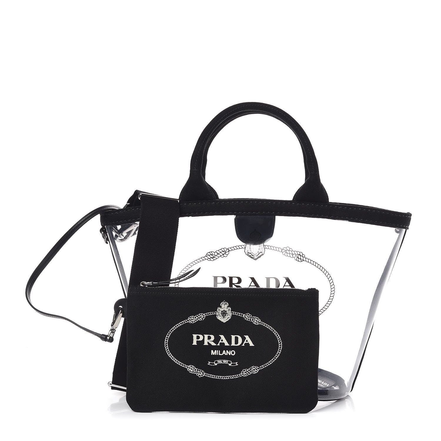 Prada Plexiglass Canapa Small Shopper Tote Black 1 of 8