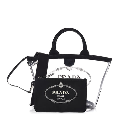 Prada Plexiglass Canapa Small Shopper Tote Black 1 of 8