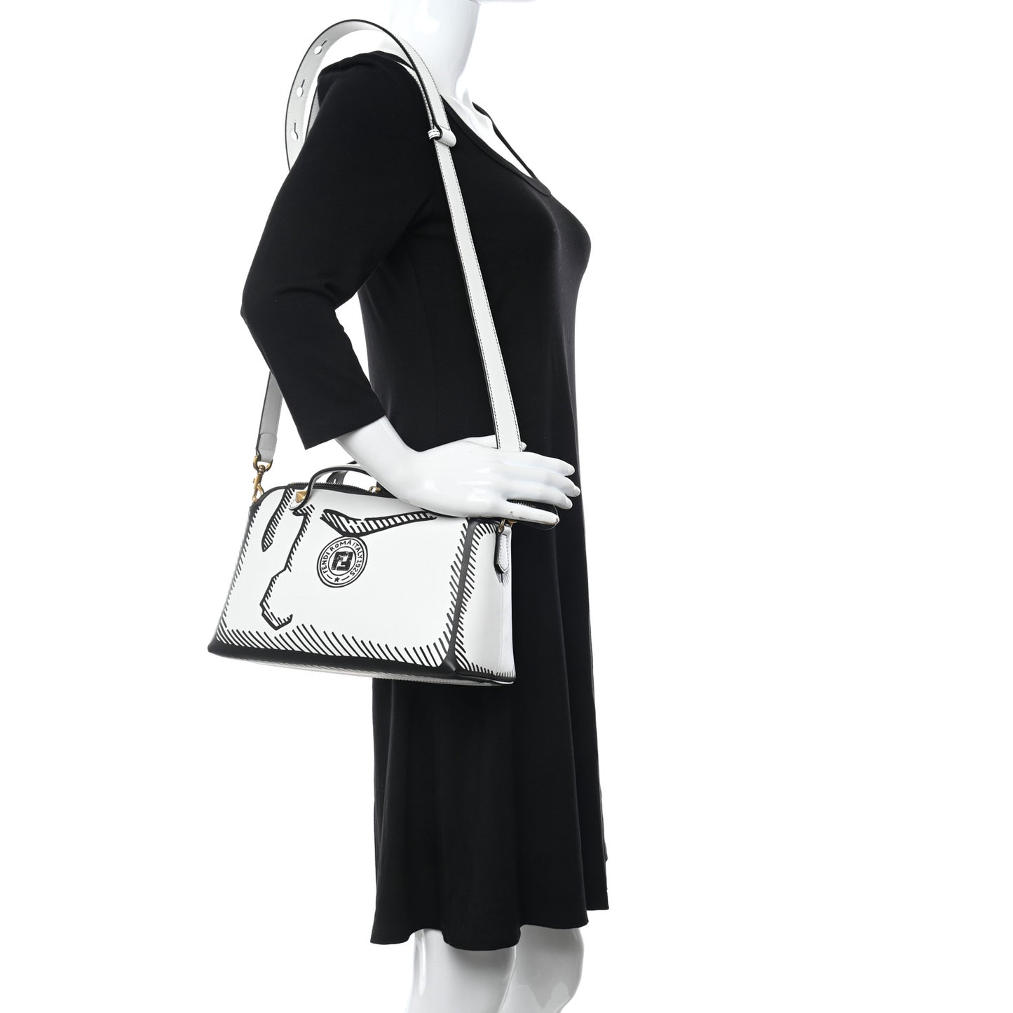X JOSHUA VIDES Vitello Century Logo Medium By The Way Boston Bag White Black