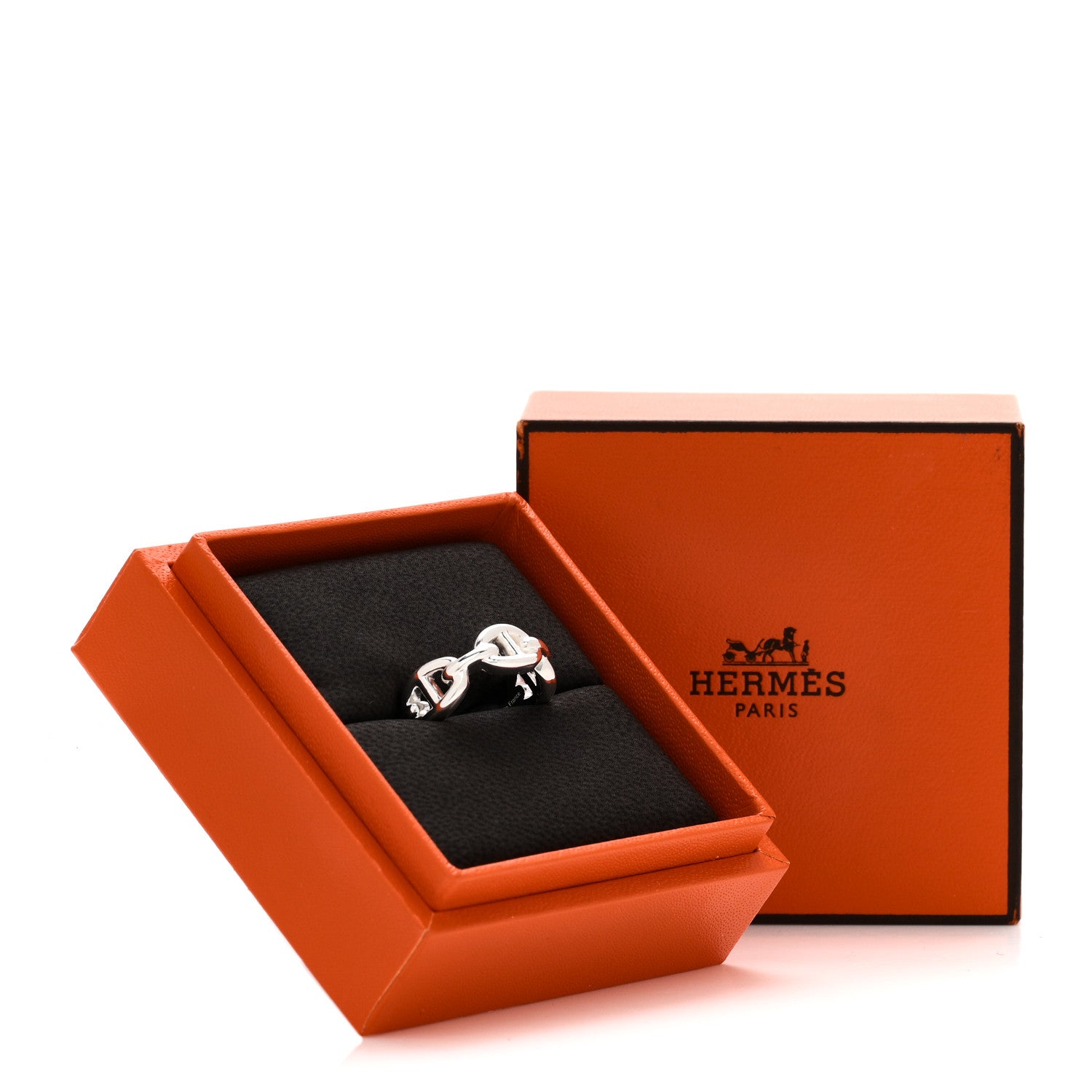 Hermes Sterling Silver PM Chaine d'Ancre Enchainee Band Ring 52 6 8 of 8