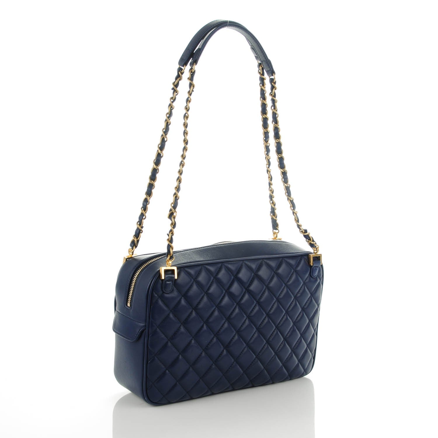 Chanel Lambskin Quilted Large CC Crown Camera Case Blue 3 of 7