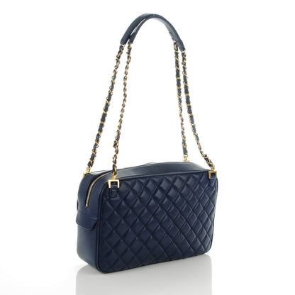 Chanel Lambskin Quilted Large CC Crown Camera Case Blue 3 of 7