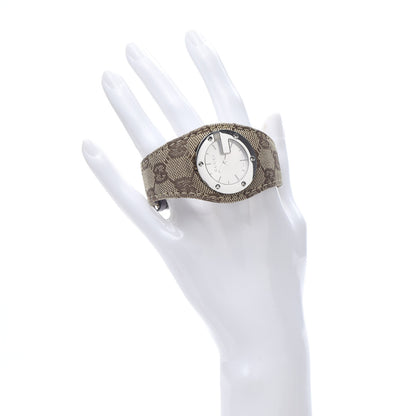 Gucci Stainless Steel Canvas 31mm 104 Monogram Quartz Watch Brown 2 of 5