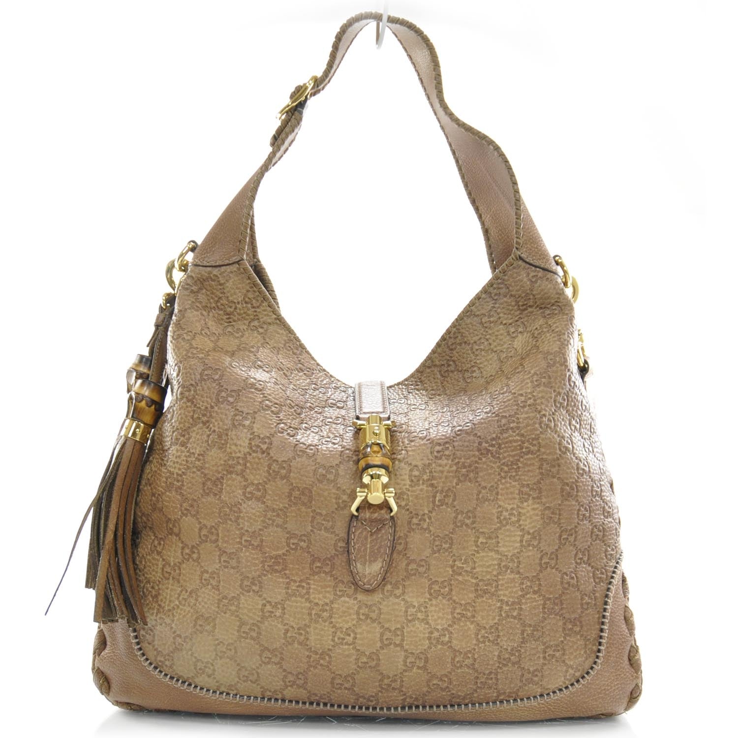 Gucci Guccissima Large New Jackie Hobo Natural Brown 1 of 10