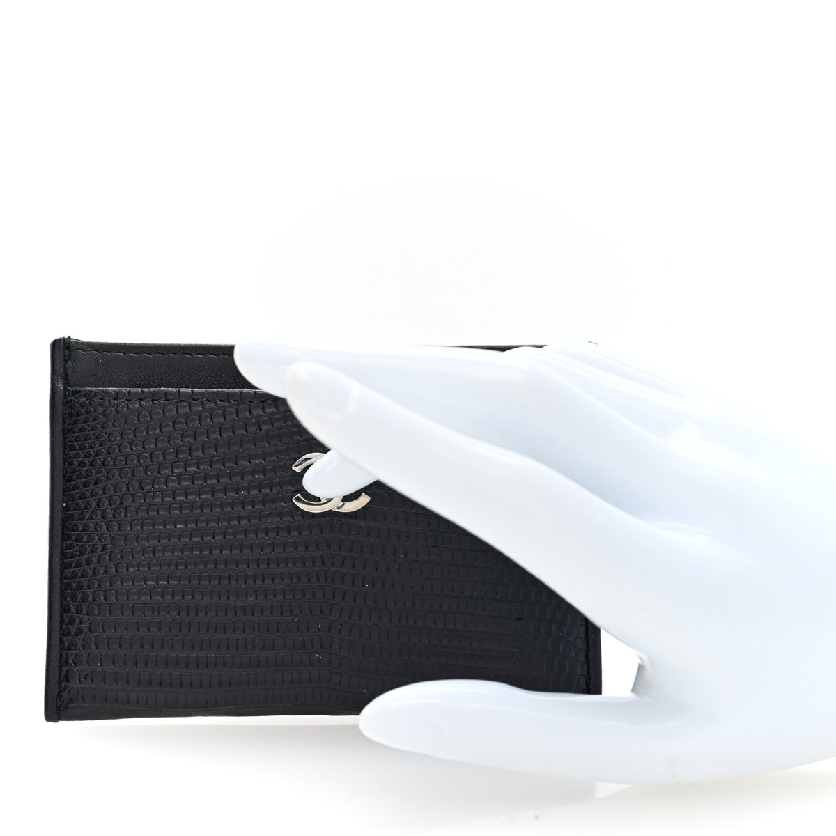 Calfskin Lizard Embossed Card Holder Black