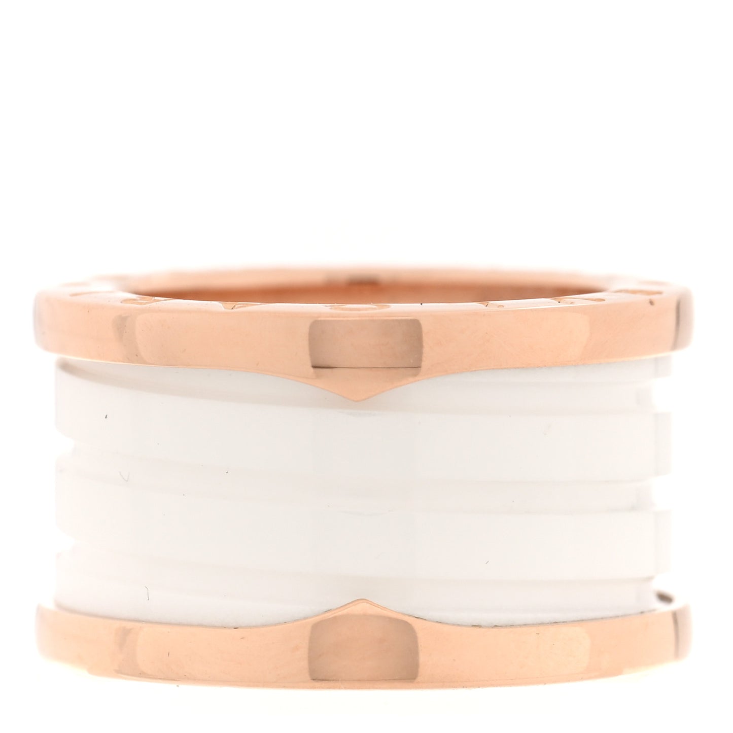 18K Rose Gold White Ceramic B.Zero1 Four-Band Ring 49 4.75