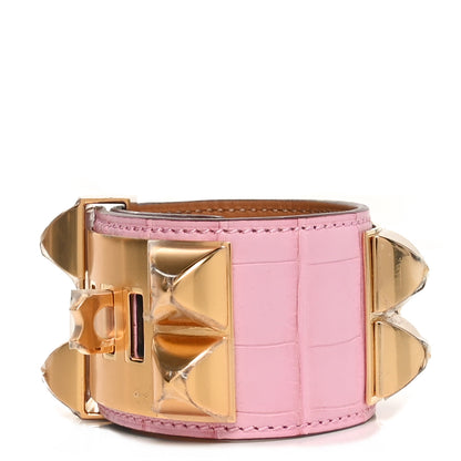 Hermes Matte Alligator Collier De Chien CDC Bracelet T2  5P Pink 3 of 5