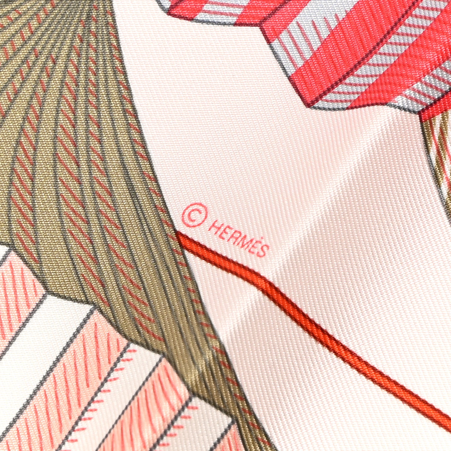 Hermes Silk Lanternes Ballons et Cocardes Scarf 90 Beige Rose Nacre Bordeaux 4 of 5