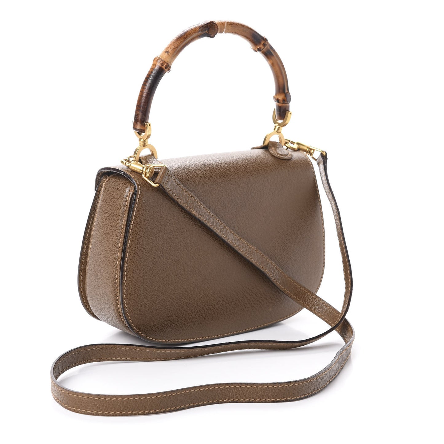 Natural Grain Calfskin Small Classic Bamboo Top Handle Bag Blush Brown