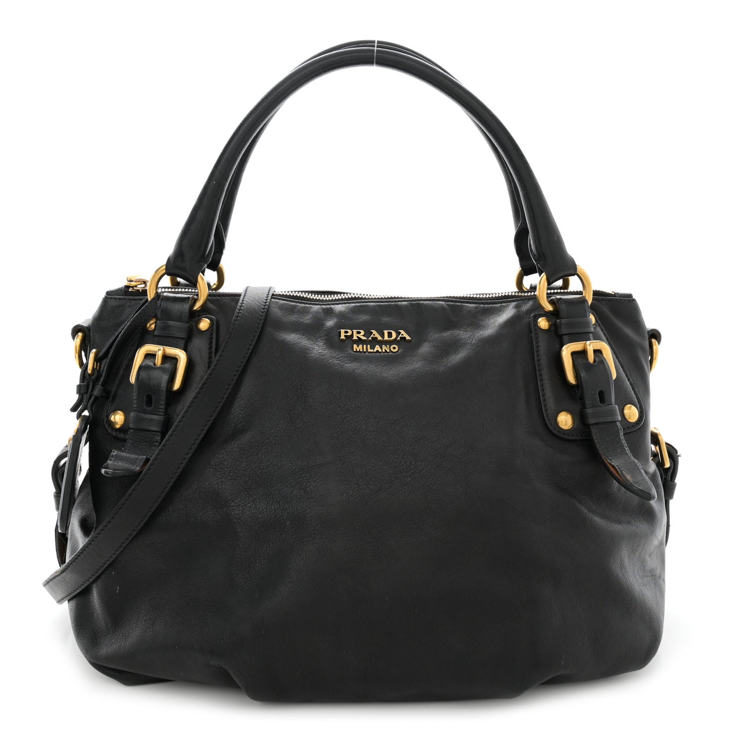 Vitello Soft Shopping Satchel Black