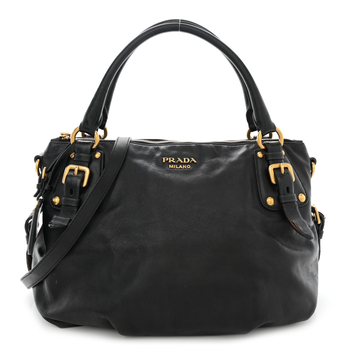 Prada Vitello Soft Shopping Satchel Black 1 of 18