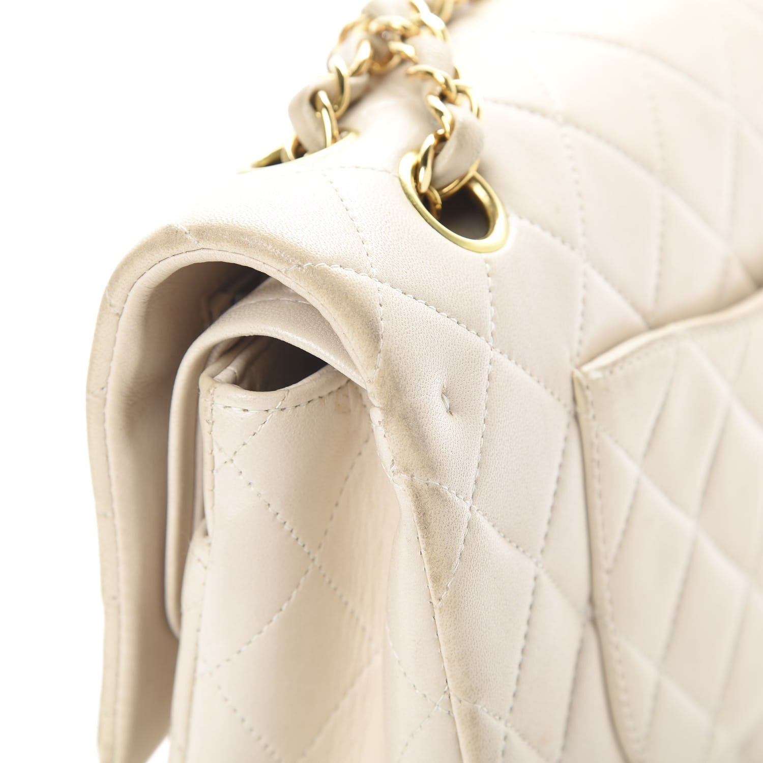 Chanel Lambskin Quilted Medium Double Flap Beige 18 of 22