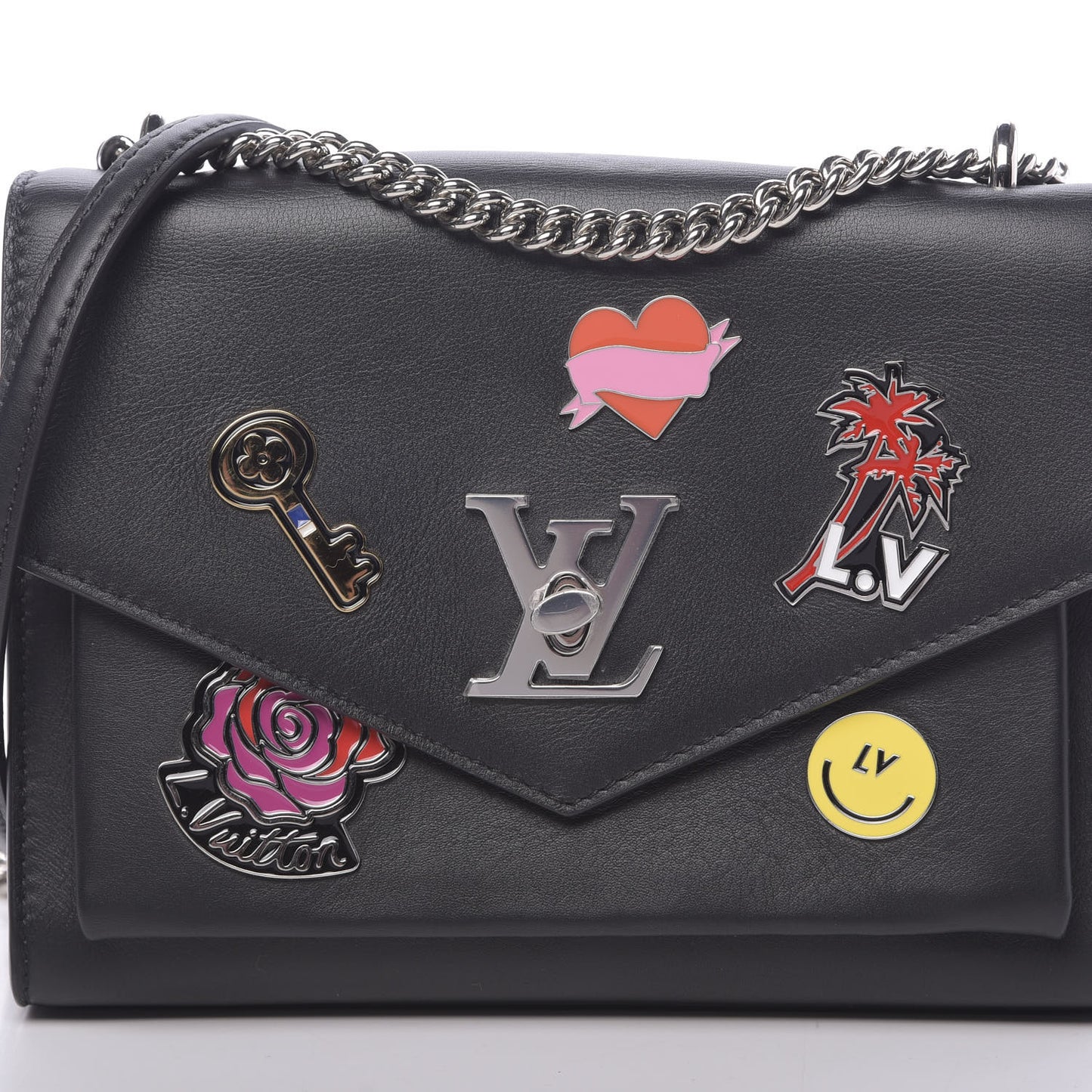 Soft Calfskin Pins My Lockme Chain Bag BB Black