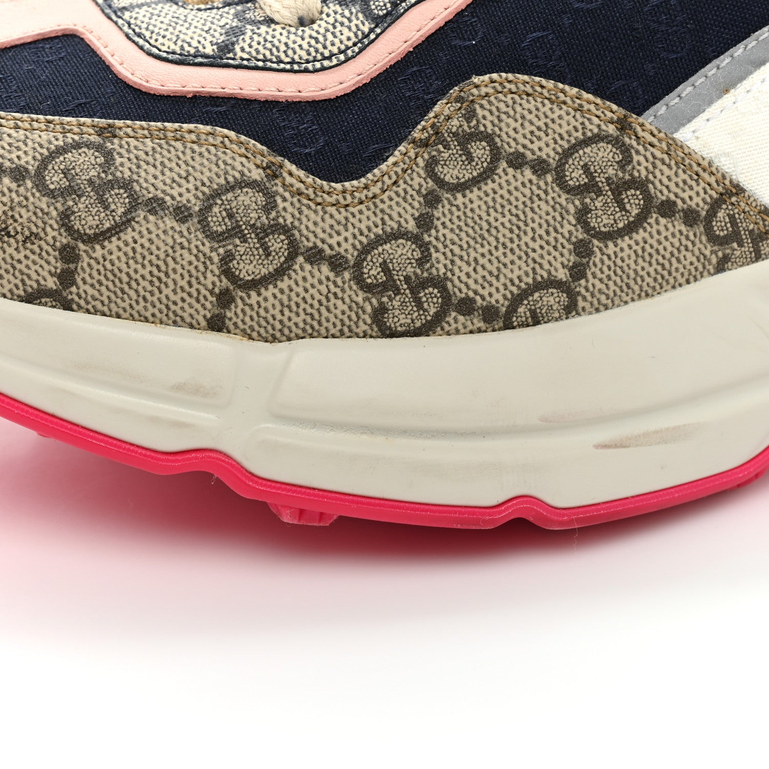 Gucci GG Supreme Monogram Mix Monogram Womens Rhyton Sneakers 39.5 London Blue Beige Pale Pink 14 of 17
