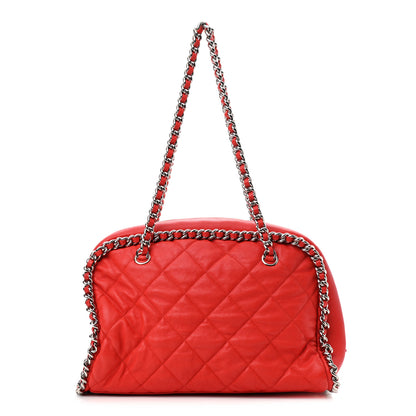 Chanel Washed Lambskin Chain Around Bowler Red 1 of 11