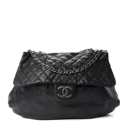 Chanel Crumpled Caviar Quilted Maxi Elastic Flap Black 1 of 10